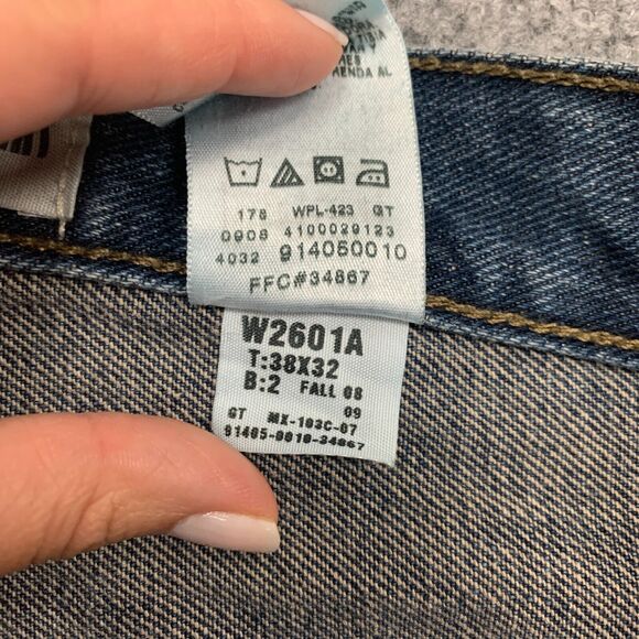 Levis Signature Jeans Mens 38x32 Blue Straight Leg Cotton Denim Dark Wash 2008 - Picture 6 of 13